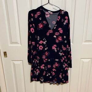 GAP Black and Pink Floral Long Sleeve Dress